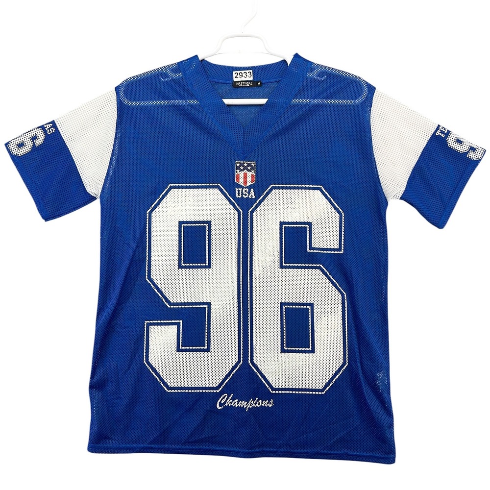 Nasty Gal Collection Mens Blue Mesh Jersey USA 96 Champions Texas Size M